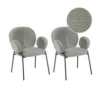 Set of 2 Dining Chairs ELY Boucle Light Green