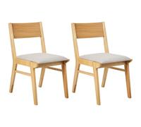 Set of 2 Dining Chairs ENOLA Wood Light Brown/ Light Grey