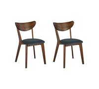 Set of 2 Dining Chairs ERIE Rubberwood Dark Wood