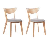 Beliani Set Of 2 Dining Chairs Erie Wood Light Brown/ Grey