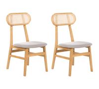 Set of 2 Dining Chairs FALLON Light Brown