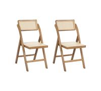 Beliani Set Of 2 Dining Chairs Folding Modane Bamboo Brown