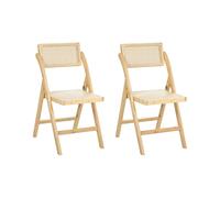 Beliani Set Of 2 Dining Chairs Folding Modane Bamboo Light Brown