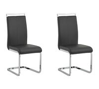 Beliani Set Of 2 Dining Chairs Greedin Faux Leather Black, Black