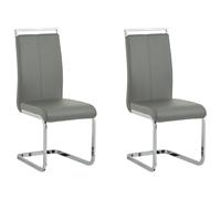 Beliani Set of 2 Dining Chairs GREEDIN Faux Leather Grey, Grey