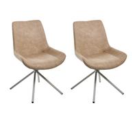 Set of 2 Dining Chairs HAILEY Faux Suede Beige