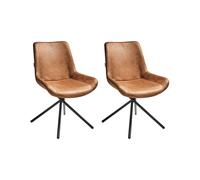Beliani Set Of 2 Dining Chairs Hailey Faux Suede Golden Brown