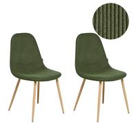 Set of 2 Dining Chairs HILDEN Corduroy Green
