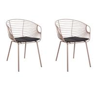 Beliani Set Of 2 Dining Chairs Hoback Metal Beige