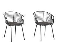 Beliani Set Of 2 Dining Chairs Hoback Metal Black, Black