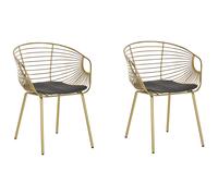 Beliani Set Of 2 Dining Chairs Hoback Metal Gold, Gold