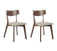 Beliani Set of 2 Dining Chairs HOPE Wood Dark Brown/ Beige, Brown