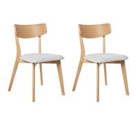Beliani Set Of 2 Dining Chairs Holly Wood Light Brown/ Grey