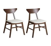 Beliani Set Of 2 Dining Chairs Hopkins Wood Dark Brown, Brown