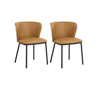 Set of 2 Dining Chairs HOSKIN Faux Leather Brown