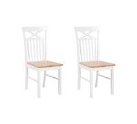 Set of 2 Dining Chairs HOUSTON Wood White