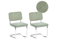 Set of 2 Dining Chairs IRWIN Boucle Light Green