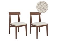 Set of 2 Dining Chairs ISLE Wood Brown/ Beige