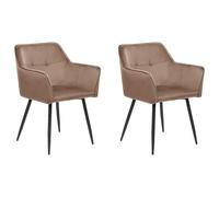Set of 2 Dining Chairs JASMIN Velvet Brown