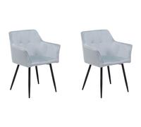 Beliani Set Of 2 Dining Chairs Jasmin Velvet Light Grey, Grey