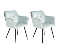 Set of 2 Dining Chairs JASMIN Velvet Mint Green