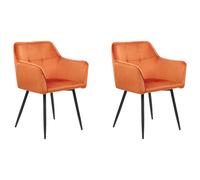 Set of 2 Dining Chairs JASMIN Velvet Orange