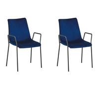 Set of 2 Dining Chairs JEFFERSON Velvet Dark Blue
