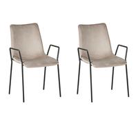 Beliani Set Of 2 Dining Chairs Jefferson Velvet Taupe