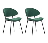 Set of 2 Dining Chairs KIANA Fabric Dark Green