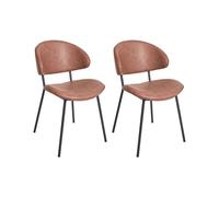 Beliani Set Of 2 Dining Chairs Kiana Faux Leather Brown
