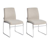 Set of 2 Dining Chairs LECCO Fabric Beige