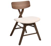 Beliani Set of 2 Dining Chairs LELAND Wood Brown/ Off-White, Brown