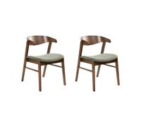 Beliani Set Of 2 Dining Chairs Lilly Fabric Dark Green/ Brown