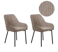 Set of 2 Dining Chairs LOVERNA Corduroy Beige
