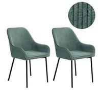 Set of 2 Dining Chairs LOVERNA Corduroy Green
