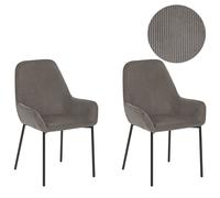 Set of 2 Dining Chairs LOVERNA Corduroy Grey