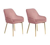 Set of 2 Dining Chairs LOVERNA Velvet Pink