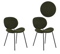 Set of 2 Dining Chairs LUANA Boucle Dark Green
