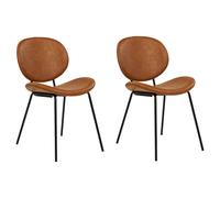 Set of 2 Dining Chairs LUANA Faux Leather Golden Brown