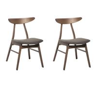 Beliani Set Of 2 Dining Chairs Lynn Wood Dark Brown/ Grey