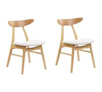 Set of 2 Dining Chairs LYNN Wood Light Brown/ Grey