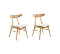 Beliani Set Of 2 Dining Chairs Lynn Wood Light Brown/ Grey