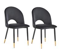 Set of 2 Dining Chairs MAGALIA Velvet Black