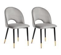 Set of 2 Dining Chairs MAGALIA Velvet Grey