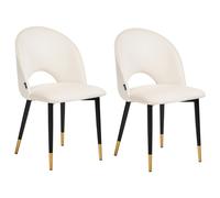 Set of 2 Dining Chairs MAGALIA Velvet Light Beige