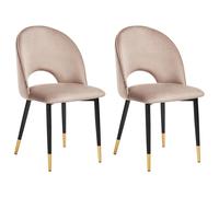 Beliani Set Of 2 Dining Chairs Magalia Velvet Taupe, Brown