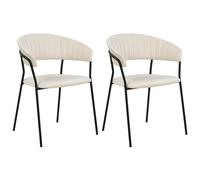 Beliani Set Of 2 Dining Chairs Mariposa Velvet Cream, White