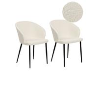 Set of 2 Dining Chairs MASON Boucle Off-White