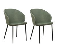 Beliani Set Of 2 Dining Chairs Mason Fabric Dark Green