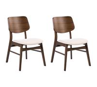 Set of 2 Dining Chairs MAYER Fabric Off-White/ Brown